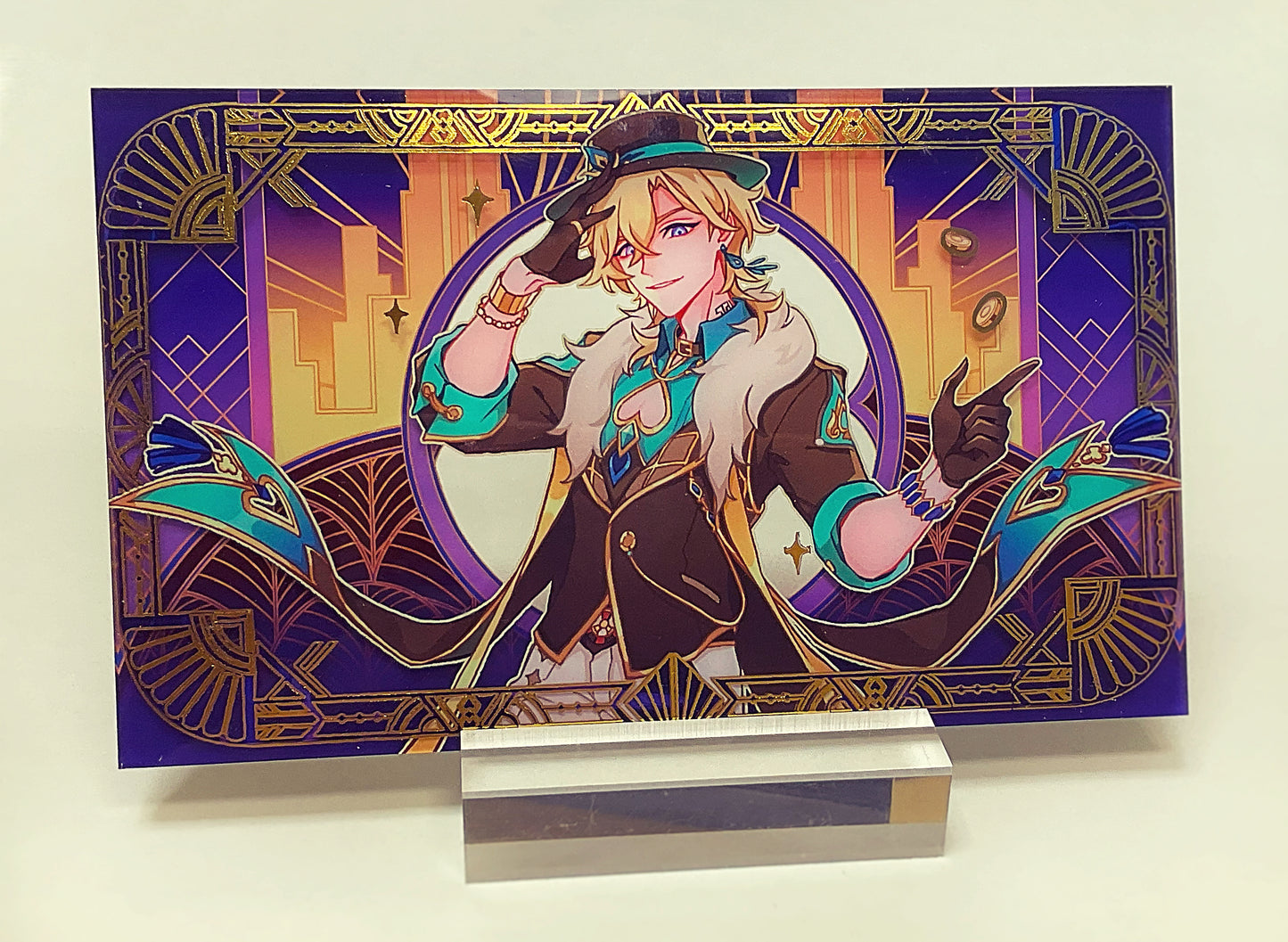 Aventurine Gold Foil Acrylic Block