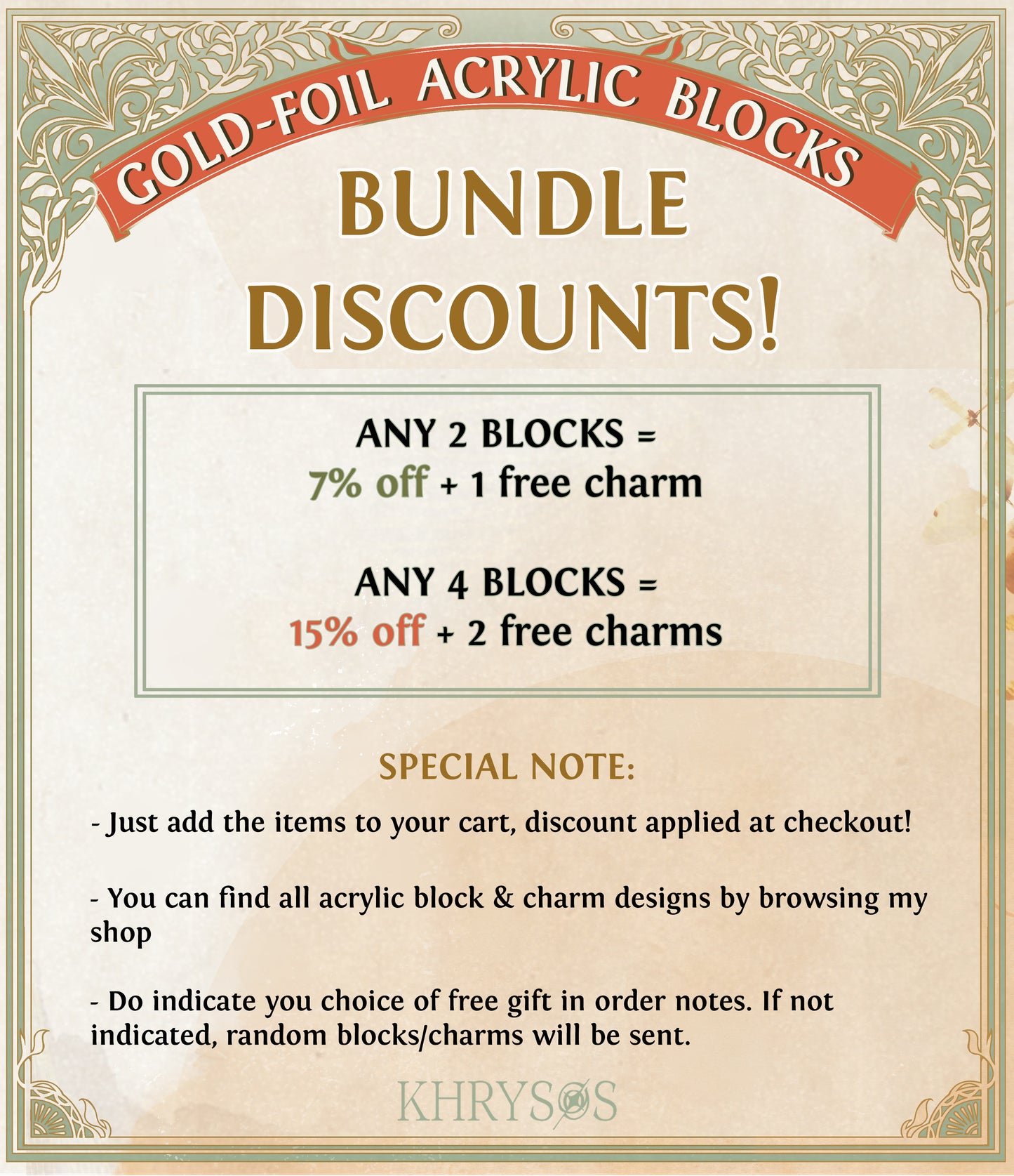 Wriothesley Gold Foil Acrylic Block