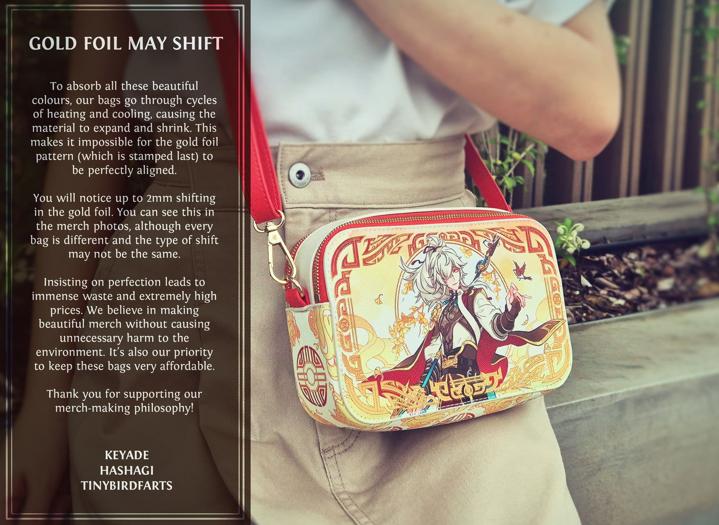 Jing Yuan Gold Foil Messenger Bag