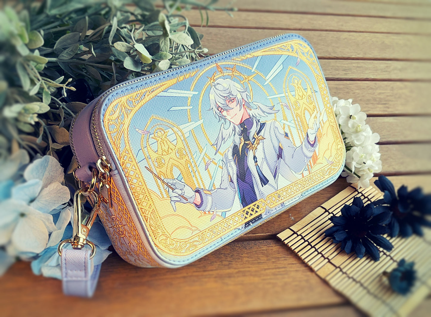 Sunday Gold Foil Messenger Bag