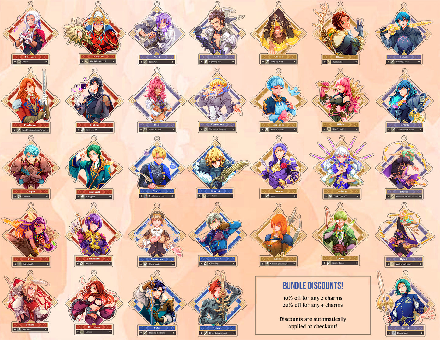Fire Emblem Three Houses Charms (Single-Sided)